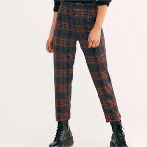 Free People - Brecan High Rise Blue Orange Trouser Plaid Pants/ S